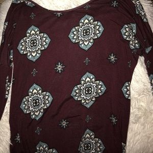 Maroon dress with print