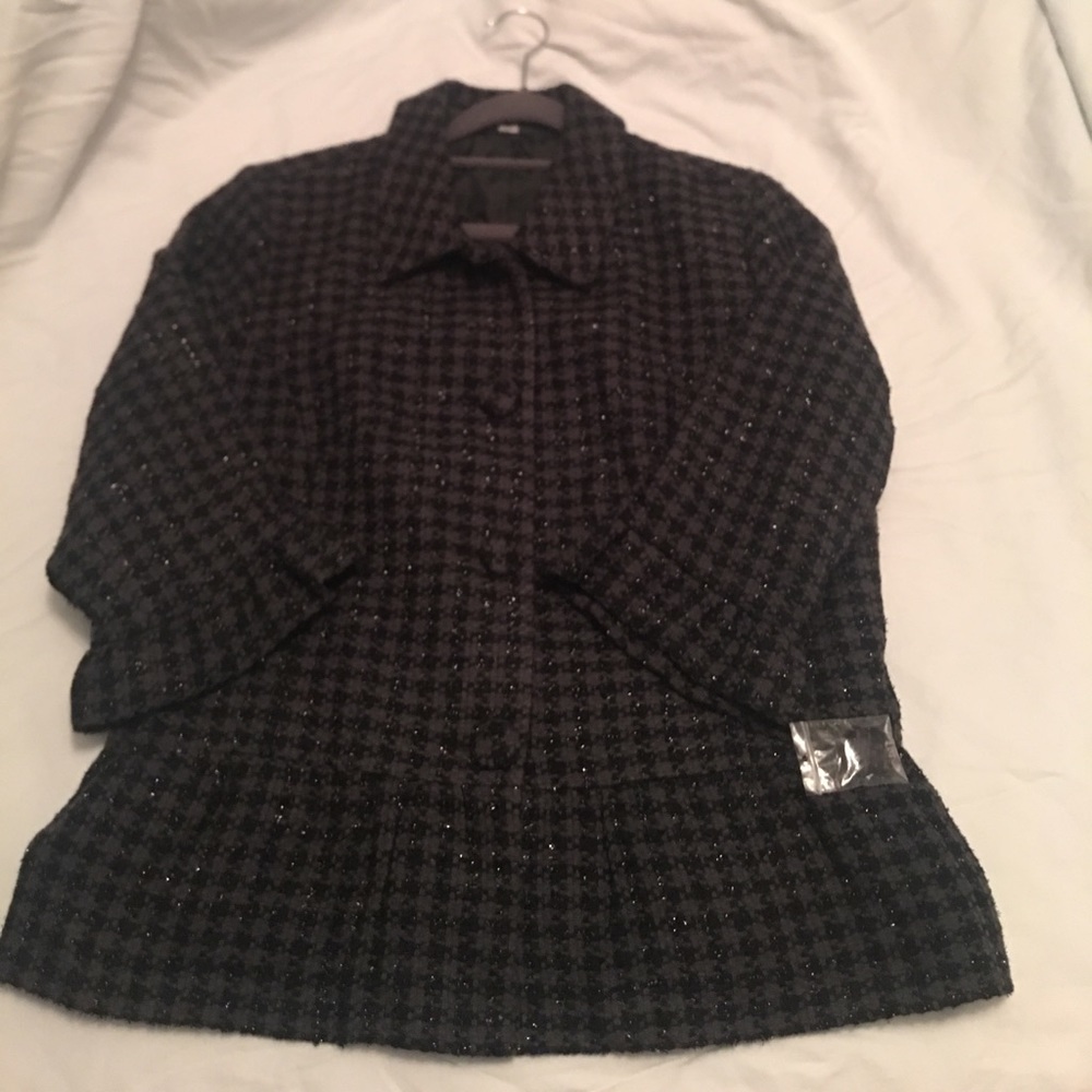 Plaid peplum jacket 3/4 sleeves NWT