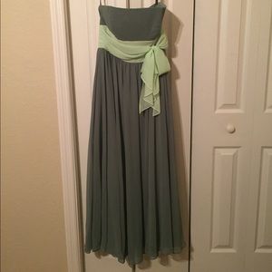 Alfred Angelo green chiffon strapless long dress