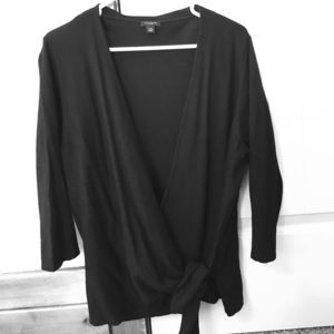 Black, lightweight, faux wrap sweater Ann Taylor
