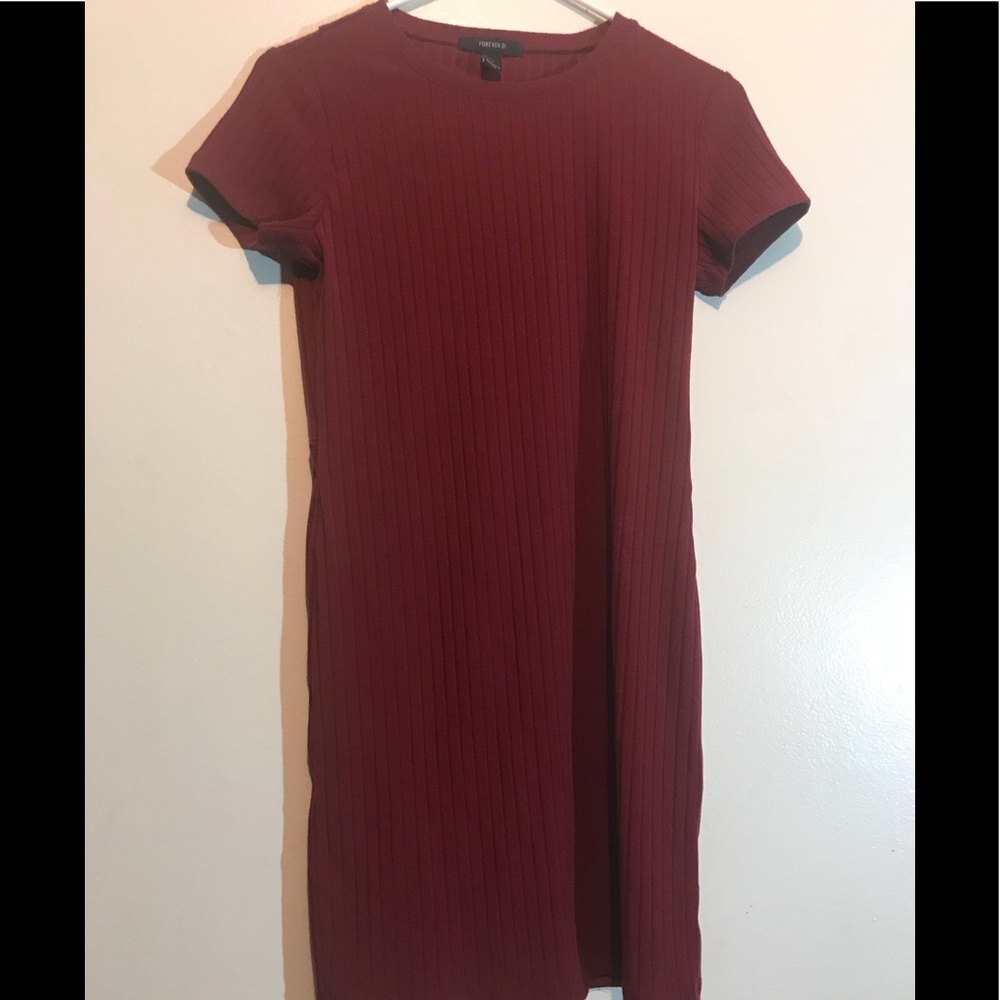 Maroon Ribbed bodycon dress🌺
