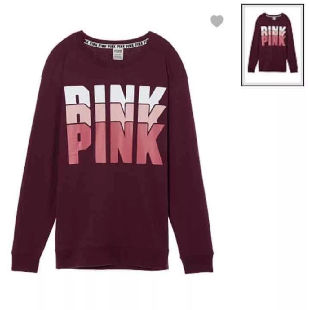 NEW VS PINK Maroon Campus Crew Extrasmall