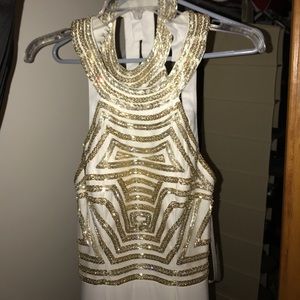 Gold and white prom dress