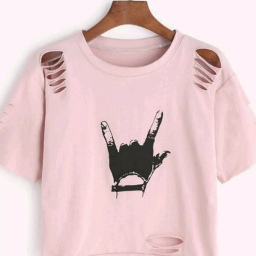 Pink Distressed Tee (One Size)