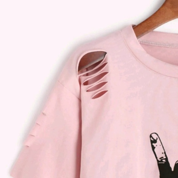 Pink Distressed Tee (One Size) - Picture 2 of 3