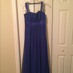 Alfred Angelo blue halter long chiffon dress