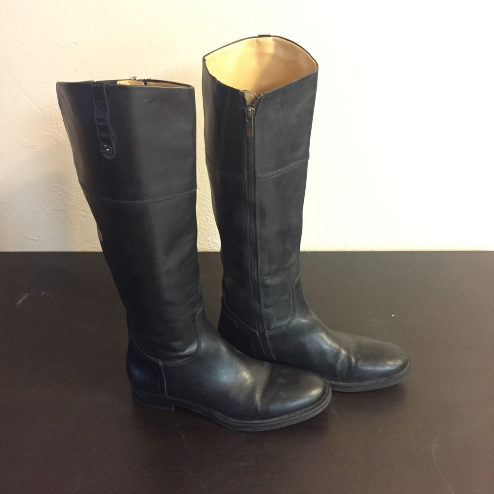 Enzo Angiolini Black Leather Riding Boots Sz 8.5