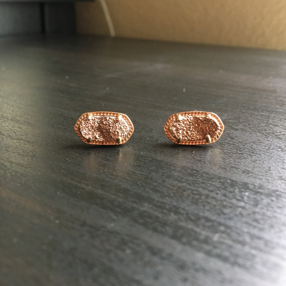Ellie Stud Earrings In Rose Gold Drusy