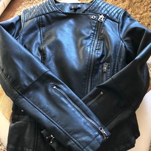 Vegan leather motorcycle jacket