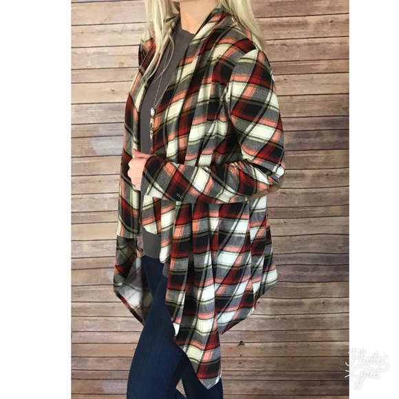 LAST Plaid Waterfall Cardigan - Picture 3 of 4
