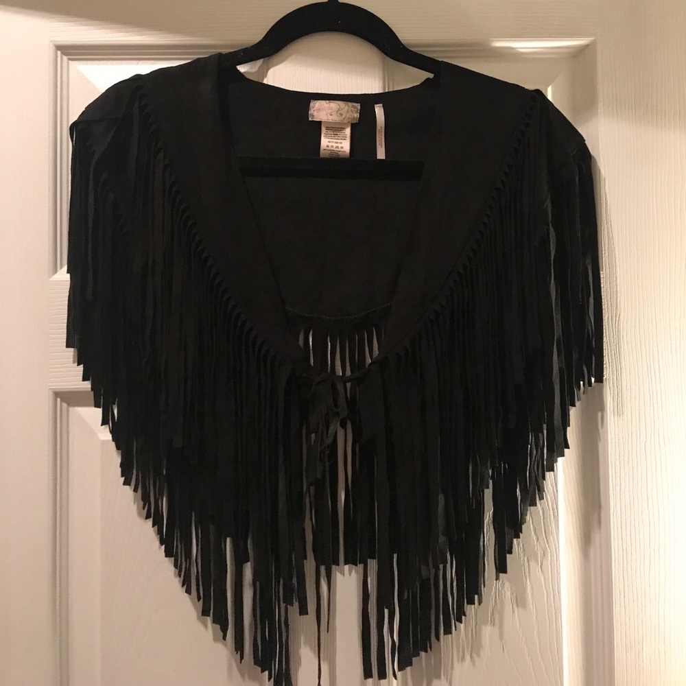 Free People black fringe shawl