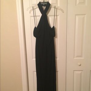 Ralph Lauren long black x-halter dress