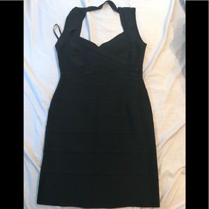 Black bandage bodycon midi dress