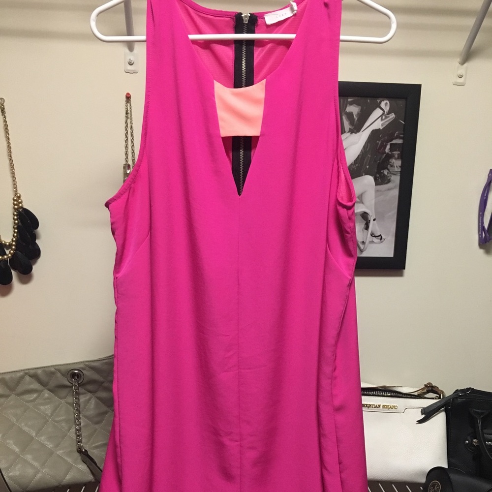Lush pink shift dress