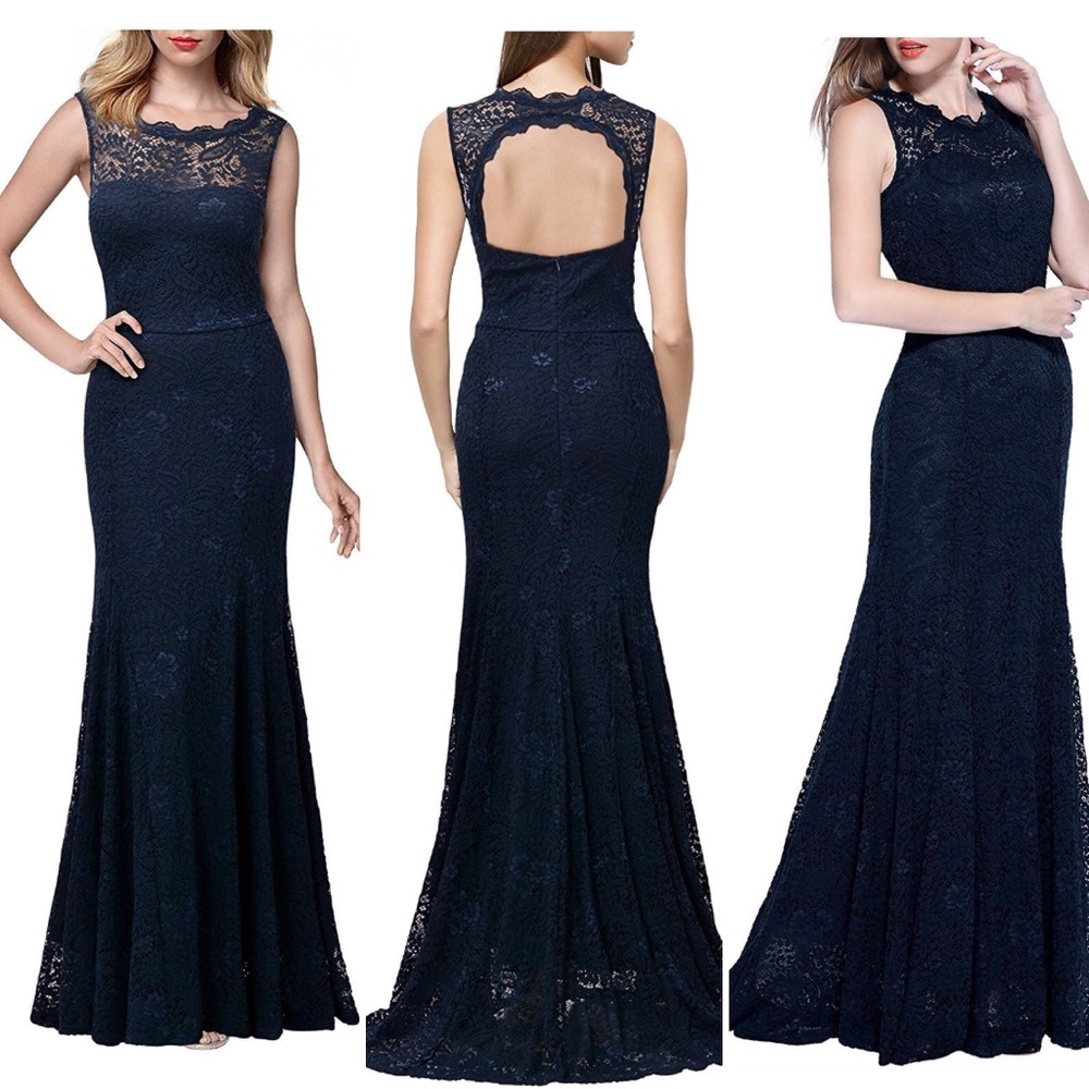 Navy Blue Lace Dress