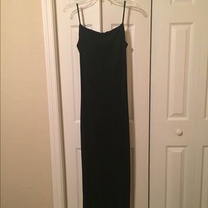Black, spaghetti strap, lace-up back, long dress