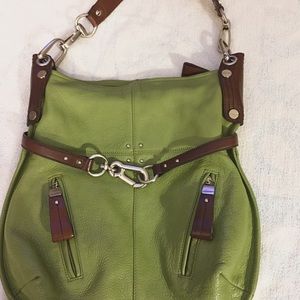 B Makowsky green leather handbag