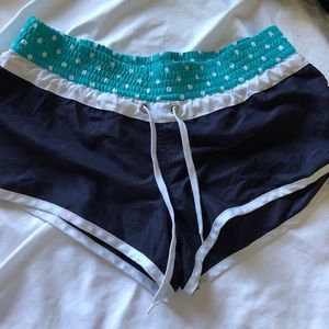 Teal polka dotted shorts