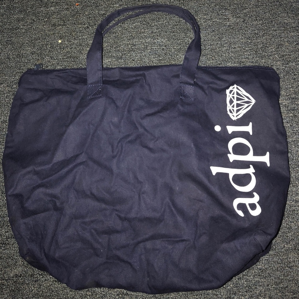Alpha Delta Pi tote bag navy blue with zipper