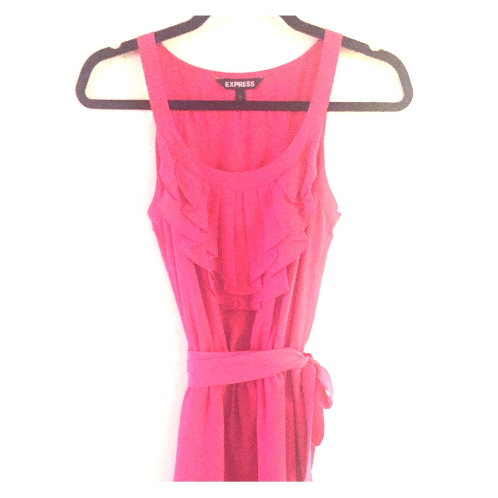 Hot pink ruffled dress