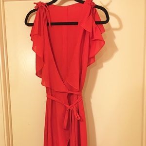 Retro vintage red wrap around dress