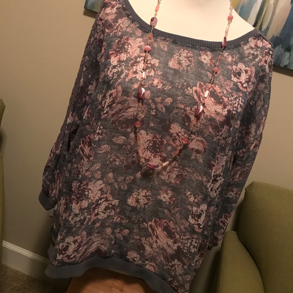 Long sleeve sheer top