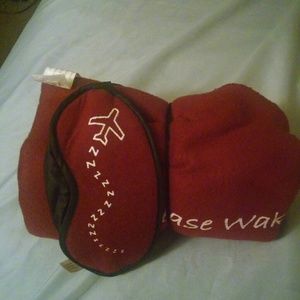 Brand new travel blanket with matching eye patch