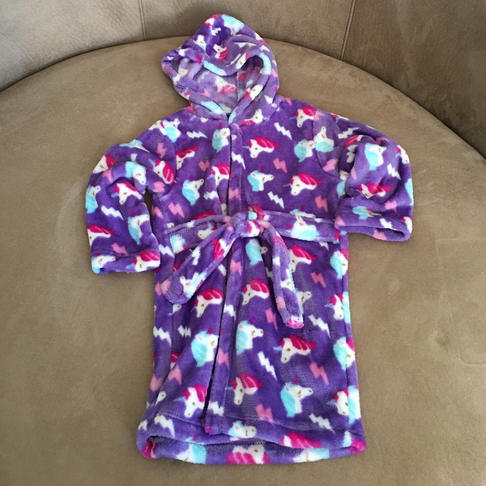 Child's purple UNICORN bath robe