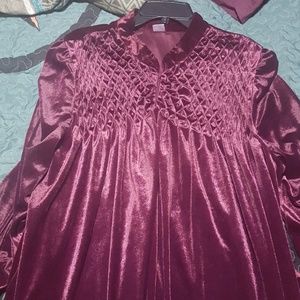 2/$12 Velour deep wine burgandy duster