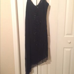 Bebe, black, spaghetti strap asymmetrical dress