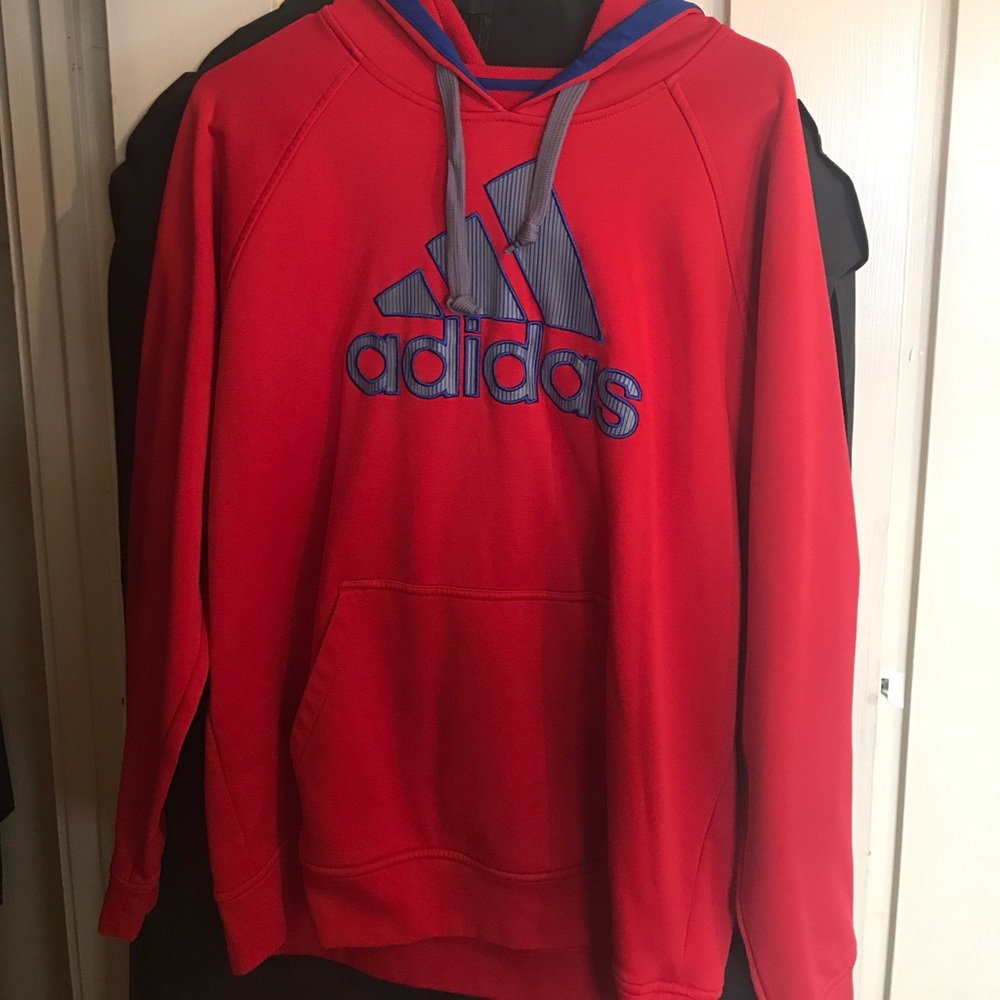 Red hood Adidas sport sweater
