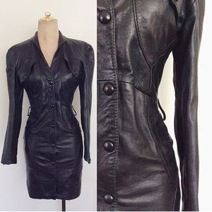 1980s soft leather mini dress
