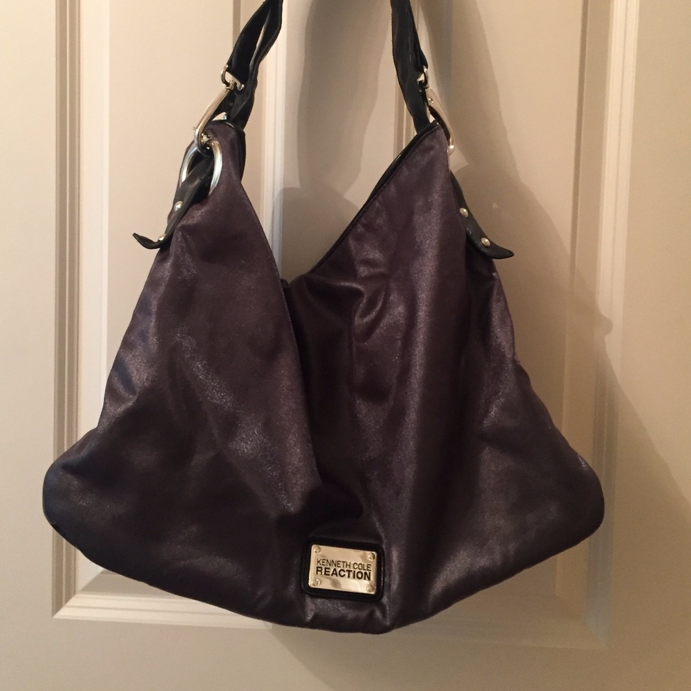 Charcoal Grey and Black shoulder purse