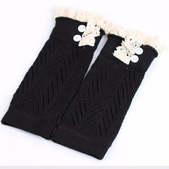 Lace Trim Knit Boot Cuffs - Picture 2 of 6
