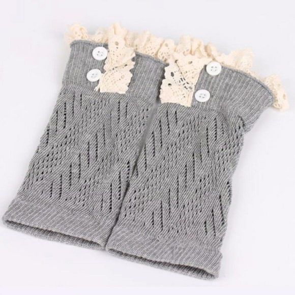 Lace Trim Knit Boot Cuffs - Picture 3 of 6
