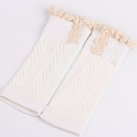 Lace Trim Knit Boot Cuffs - Picture 4 of 6
