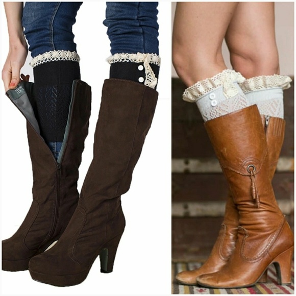 Lace Trim Knit Boot Cuffs - Picture 5 of 6