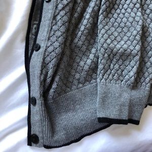 Gray cardigan with black trim