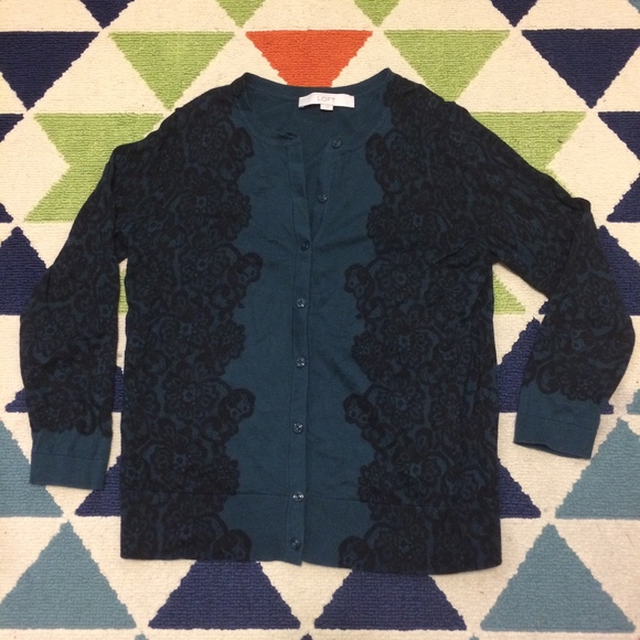 Ann Taylor Sweaters - Ann Taylor 3/4 Sleeve Lace Print Cardigan Ann Taylor Sweaters - Ann Taylor 3/4 Sleeve Lace Print Cardigan
