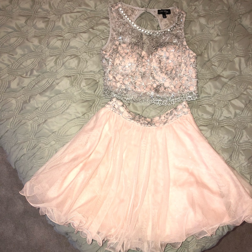 Pink and Silver Sparkly 2 Piece Dress