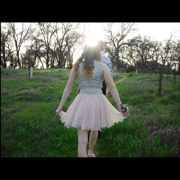 Pink and Silver Sparkly 2 Piece Dress - Picture 5 of 6