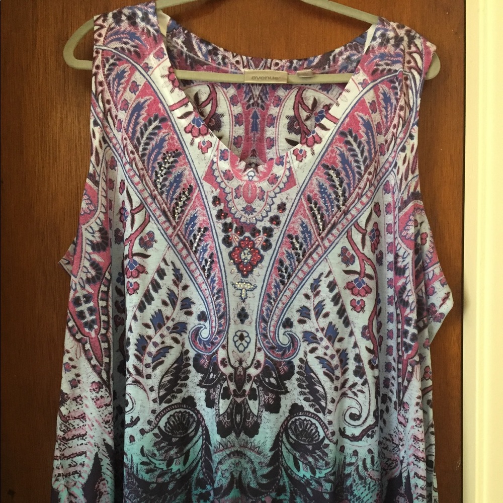 Multicolored Jeweled Sleeveless Top