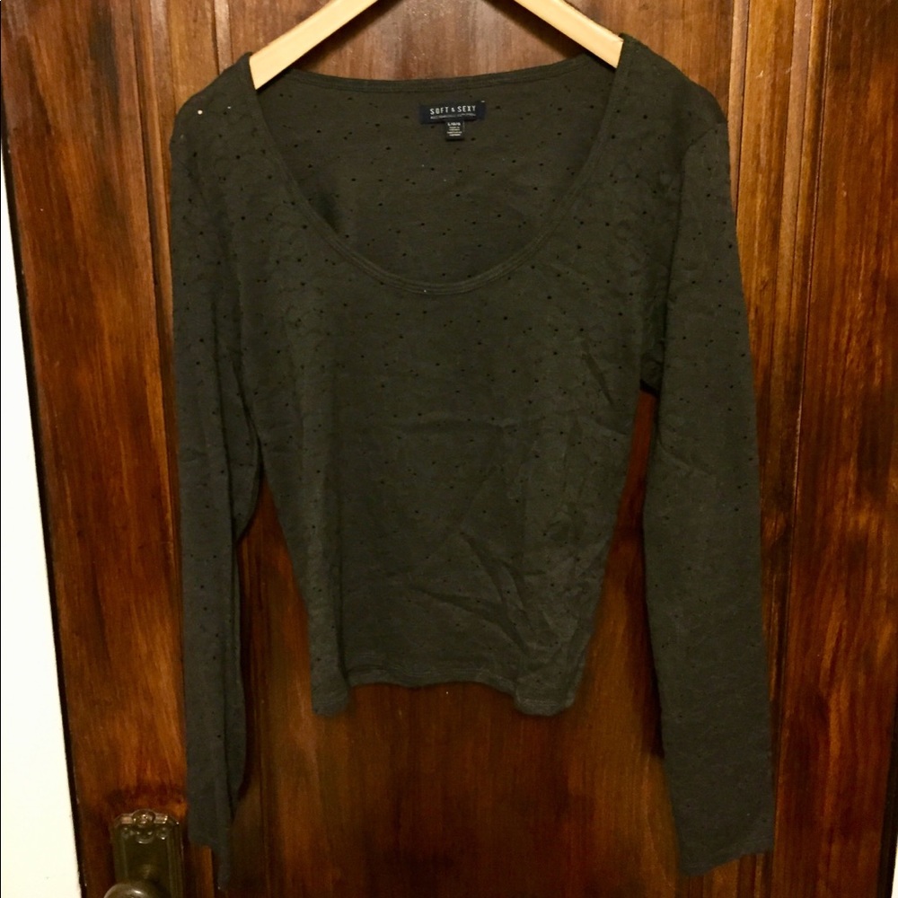 American Eagle grey soft lace crop top