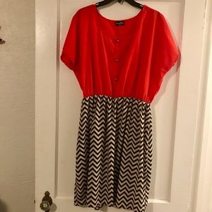 Red and chevron dress