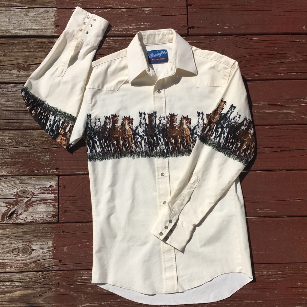 Vintage Wrangler Horse Print Button Down