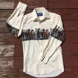 Vintage Wrangler Horse Print Button Down