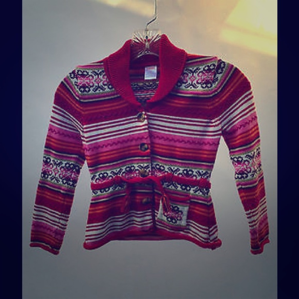 Gymboree Girls Knit Sweater Red Multi-Color Sz 6