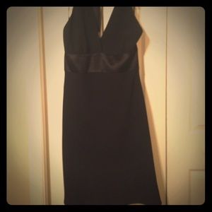 Black halter, knee length cocktail dress