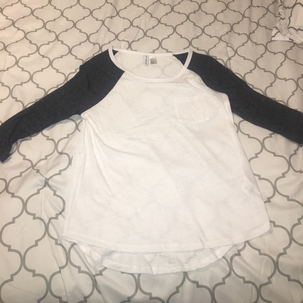 DIVIDED (H&M) Brand White & Grey Baseball Tee-NWOT