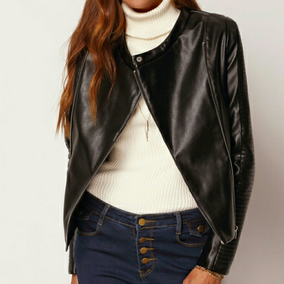 Jackets & Blazers - New Black Leather Moto Zipper Jacket Zara Inspired